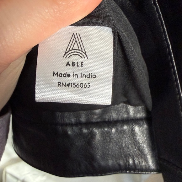 ABLE Annie Lamb Leather Jacket Black Size Large - Picture 8 of 8